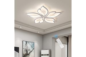 Garwarm Modern Ceiling Light,23.6” Dimmable LED Flush Mount Chandelier with Remote Control,Acrylic Leaf Ceiling Lamp Fixture 