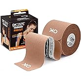 OK TAPE Kinesiology Tape 10 inches Precut, 20 Strips, Cotton Elastic Athletic Tape Latex Free, 2in x 16ft, Beige