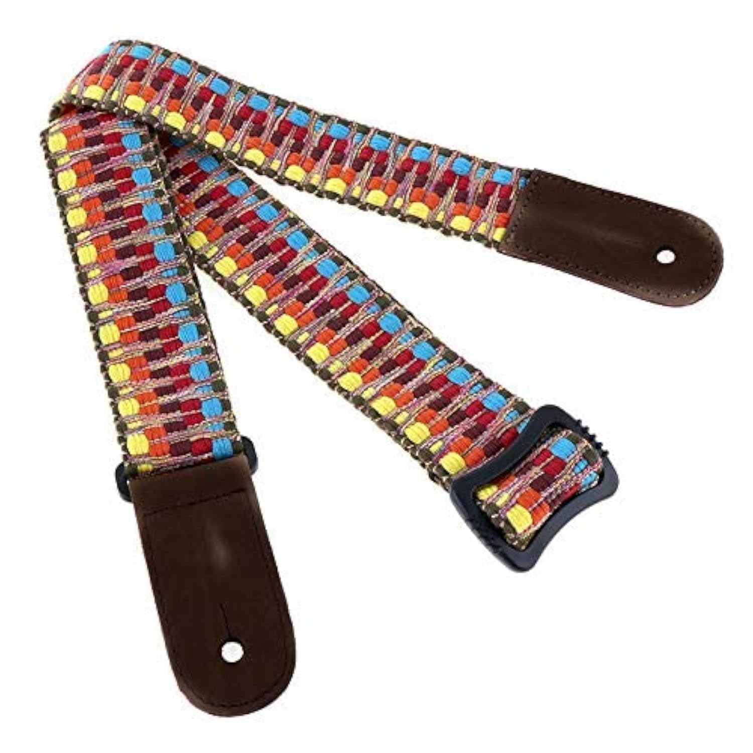 OriGlam Colorful Hawaiian Vintage Ethnic Cotton Ukulele Strap, Adjustable Soft Cotton & Genuine Leather Ukulele Strap Shoulder Strap, For Soprano Concert Tenor Baritone Strings Instruments