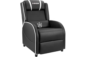 Homall Massage Gaming Recliner Chair, Racing Style Gaming Sofa, PU Leather Home Theater Seat, Living Room Ergonomic Comfortable Gamer Lounge(White)