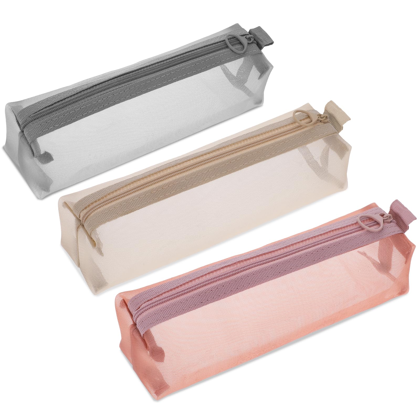 Piriuuo 3Pcs Mesh Makeup Brush Bag, Small Makeup Pouch with Zipper Portable Clear Makeup Bags Small Mesh Zipper Pouch Mesh Cosmetic Bag for Home Office Travel Accessories Organizer
