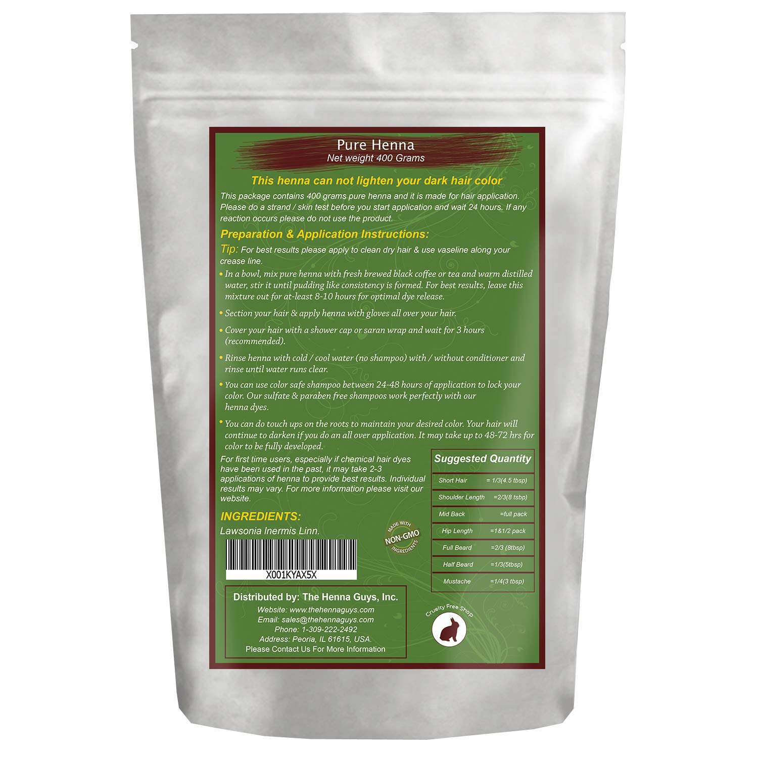 Buy 100 Pure Natural Henna Powder For Hair Dye Color 400 Grams