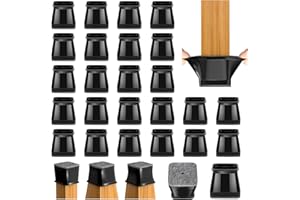 Chair Leg Floor Protectors Square 24PCS Furniture Sliders for Hardwood Floors, Silicone Chair Leg Protectors for Protecting F