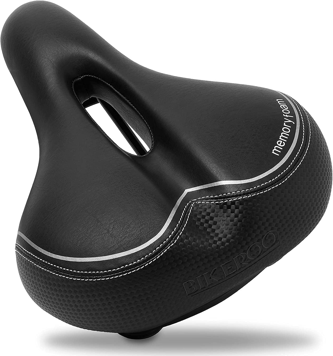 Bikeroo Padded Bike Seat - Universal, Soft Padded, Comfortable Bike Saddle for Men and Women - Compatible with Peloton, Stationary Bikes, Exercise & Mountain Bikes, Narrow