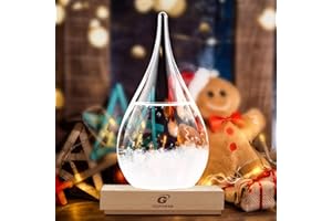 G GGPOWER Christmas Snow Globe Storm Glass Weather Predictor Weather Storm Glass Decorative Bottle Withe a Solid Wooden Base Weather Stations Office Home Tabletop Decor Festival Christmas Gifts for Men (L)