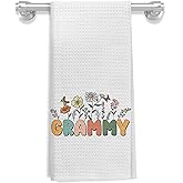 WARDOS Grammy Floral Kitchen Towels, Gifts for Grammy Grandma Mother's Day Hand Towels for Bathroom Kitchen Decorative, Best Grandma Gifts from Grandkids Dish Tea Towels Drying Cloth, 16x24 Inch
