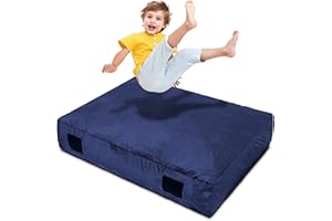 Homewell 3 x 4 Ft Crash Pad – Soft Velvet Cover Sensory Crash Pad for Kids with Durable Shock-Absorbing Foam, Machine Washable Cover, Ultimate Comfort and Safety for Kids, Adults and Pets (Blue)