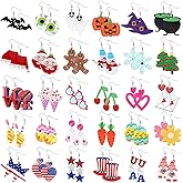 30 Pairs Easter Holiday Earrings for Women, Acrylic Drop Dangle Earring Bulk Gifts for Women Easter Day Independence Day Jewelry