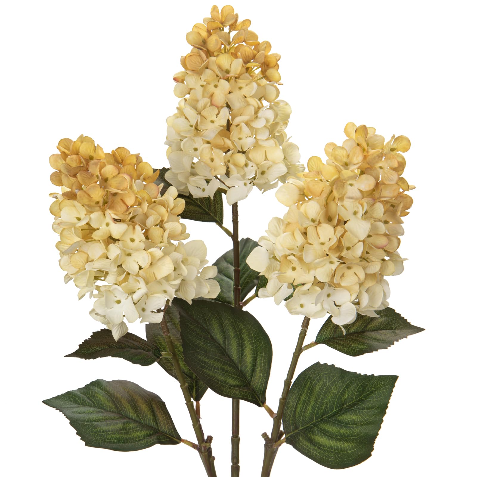 Photo 1 of 3PCS Fake Flowers Cone Hydrangea Antique White Artificial Fall Flowers 27" Long Fall Floral Stems for Vase, Real Touch Silk Flowers Décor for Floral Arrangement Autumn Home Kitchen Table Décor
