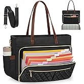 RAINSMORE Teacher Tote Bag 15.6 Inch Laptop Bag for Women Work Bag with Large Cup Holder Nurse Bag Computer Tote Handbag