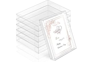 Sintuff 100 Pcs Clear Card Box Greeting Card Storage Boxes Clear Plastic Card Box for Greeting Cards 5.39 x 7.36 x 1 Inches Photo Storage Box Rectangle Small Boxes for Favors