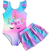 LOPIPILIU Toddler Girl Swimsuit With Skirt Cover Up Bathing Suit For Kids Girl One Piece Swimsuit Beach Outfit