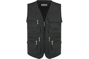 OU YA WOLF Men's Utility Work Hunting Travel Fishing Multi-Pockets Outdoor Vests