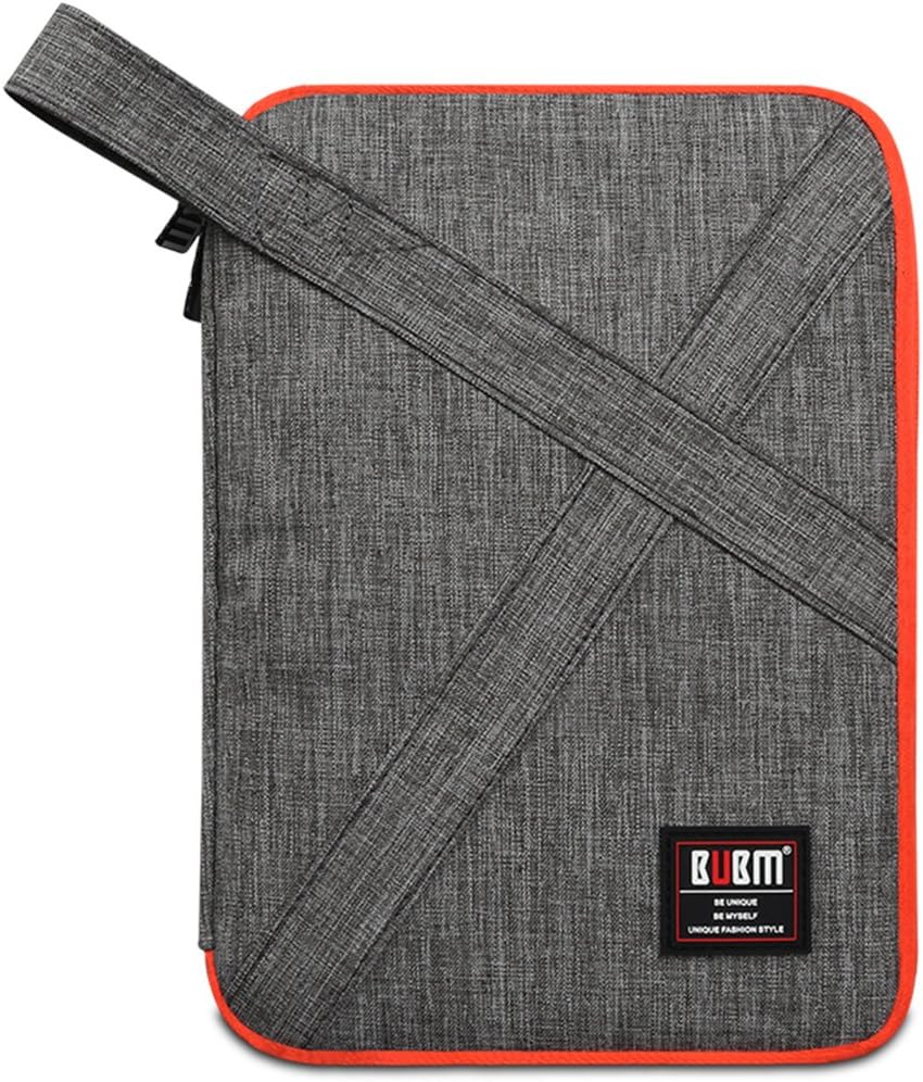 BUBM Designer Electronics Accessories Carry Case / Travel Organizer Bag with Handle / Electronics Accessories Bag / Battery Charger Case (Medium, Gray)