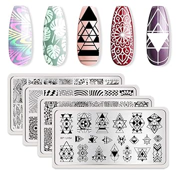 Born Pretty Nail Art Stamping Plates Kit 4 Manicuring Plates Diy Stamp Templates Set By Salon Designs