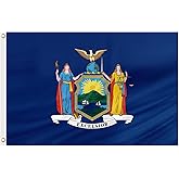 ASUNO New York Flag 3 × 5 Feet Polyester Banner with 2 Brass Grommets Double Side Vivid Color Fade Resistant for Outside Garden Lawn Patio