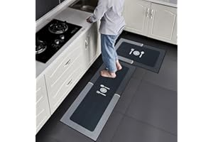 Oweisong Kitchen Area Mats and Rugs for Floor 2 Pieces Non Slip Standing Mat Set Cushioned Anti Fatigue Runner Rugs 17"x29.5"