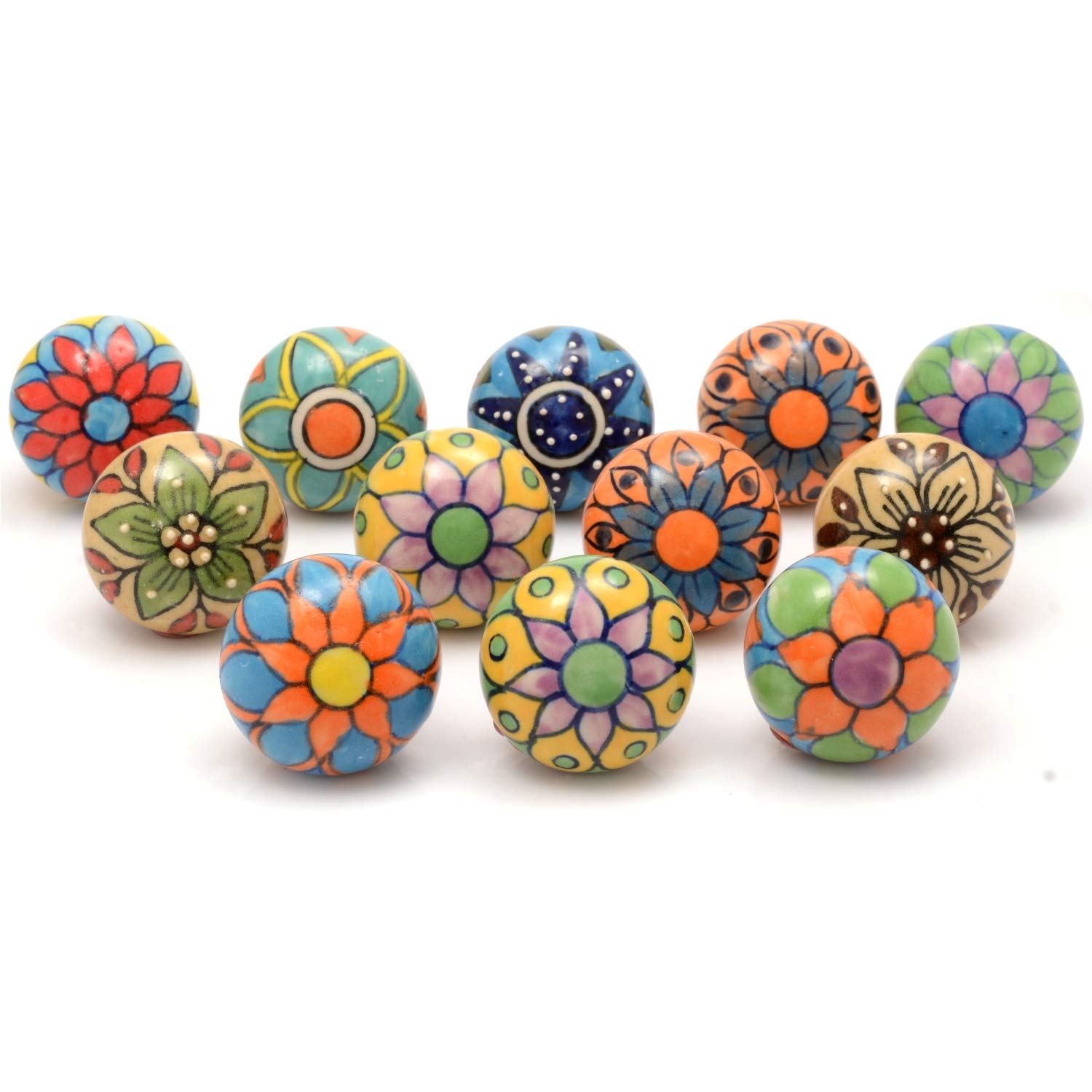 The Boho Street Ceramic Door Handles - Various Ceramic Buttons, Mixed Designs, Cabinet knobs, Drawer Handles 12 Multicolor โ image 1