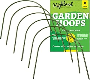 6 Pack Garden Hoops Raised Bed Stakes for Plant Support Greenhouse Row Cover (20" W x 19" H)