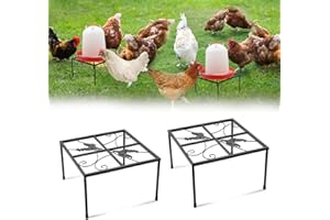 WISMOIER 2Pcs Metal Stand for Chicken Feeder Waterer Heavy Duty Iron Supports Rack Stand Holder with 4 Legs for Chicken Water Feeder Buckets Coop Poultry Indoor Outdoor