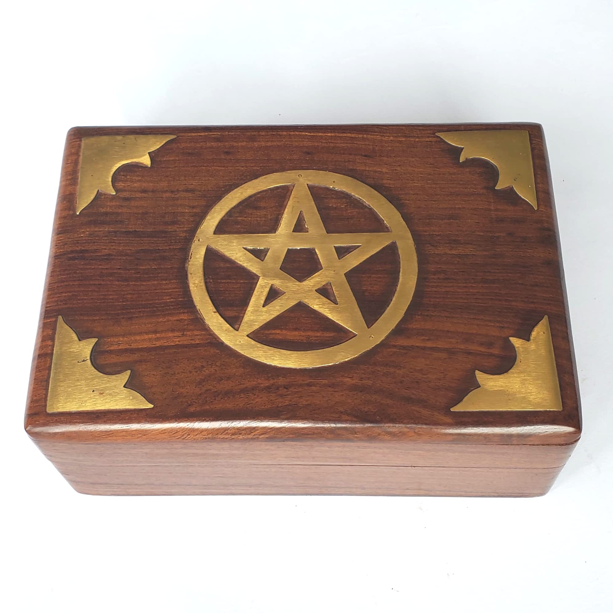 Purity Style Pentagram Rectangle Wooden Box - Storage for jewellery, trinkets and all things magical