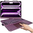 typecase Touch Case with Keyboard for iPad Pro 13-inch(M4, 2024), iPad Air 13-inch(M3, 2025/M2, 2024) & iPad Pro 12.9(6th/5th/4th/3rd Gen), Trackpad, 360° Rotatable, 11-Colors Backlit, Soft Purple