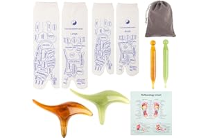 Vigdit Reflexology Socks with Tools,2 Pairs Reflexology Chart Socks with Trigger Point Massage Tool,Foot Ease Relief Socks for Men and Women,Pressure Point Socks with Acupressure Pen-White