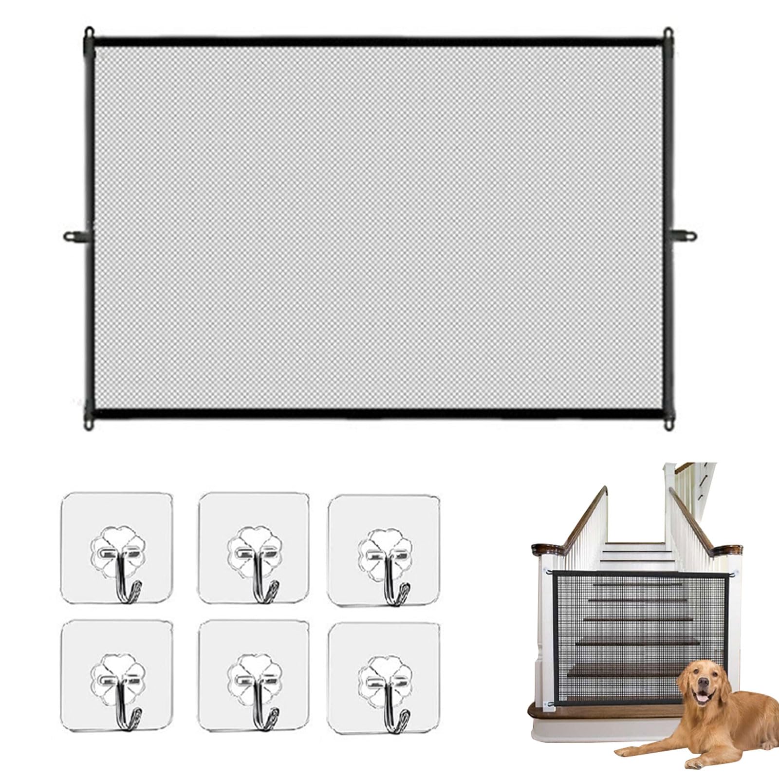 Magic Gate Portable Stair Barrier - Indoor Isolation Net for Dogs & Babies, Easy Install Mesh for Doorways and Hallways (110x72cm)