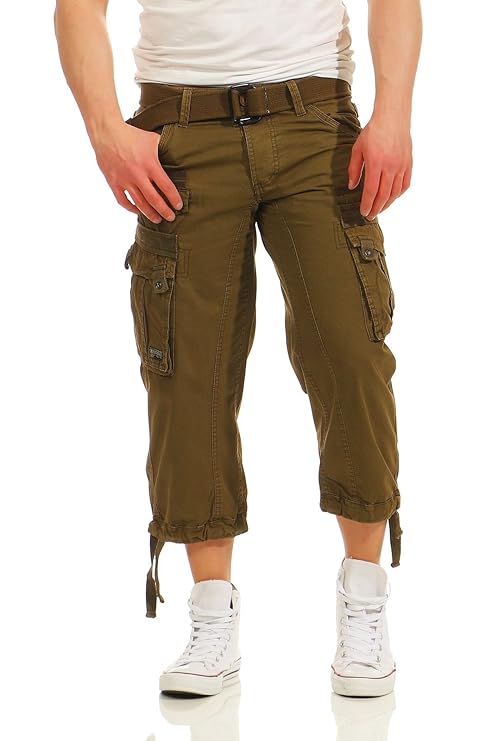 Geographical Norway Herren 3/4 Cargo Hose Panoramique Bermuda inkl. Gürtel, große Seitentaschen