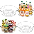 Guzon 4 Pack Lazy Susan Organizer with Handles, 12 Inch Large Lazy Susan Turntable for Cabinet, Clear Rotating Organizer for Kitchen, Pantry, Dresser, Refrigerator, Bathroom, Table, Fridge, Countertop