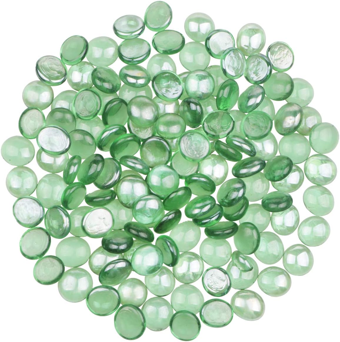 Vase Fillers - YIYA Green Flat Marble Decorative Beads Glass Gems for Home Decoration Vase Filler Fish Tank Bottom Decoration (About 0.68 lb(310g)/Bag)