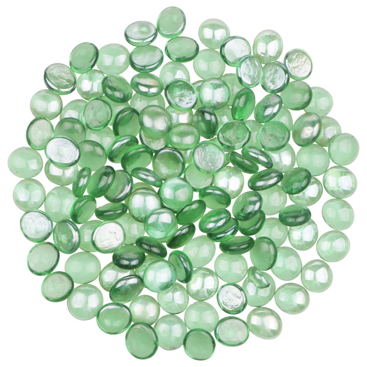 YiYa Green Flat Marble Decorative Beads Glass Gems for Home Decoration Vase Filler Fish Tank Bottom Decoration (About 0.68 lb(310g)/Bag)
