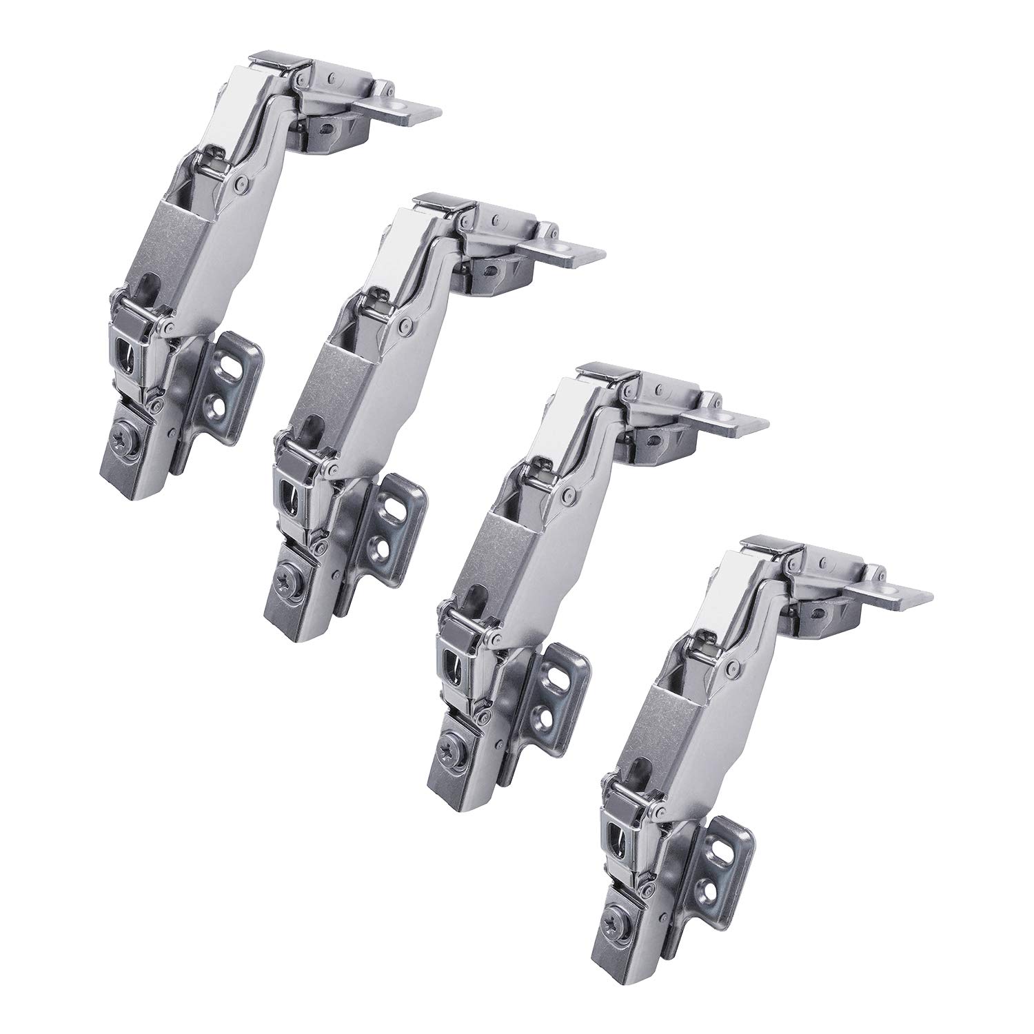 LOOTICH 165 Degree Full Overlay 35mm Hinges with Hydraulic Damper for Kitchen Cabinet Cupboard Wardrobe Door Metal Soft Close Hinge with Cushioning and Buffering Pack of 4