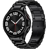 Wepro Black Metal Band No Gap for Samsung Watch Bands for Men - for Galaxy Watch 7 Band 6 Classic 47mm 43mm 6 5 4 44mm 40mm FE 5 Pro 45mm 4 Classic 46mm 42mm Women 20mm Watch Band Stainless Steel