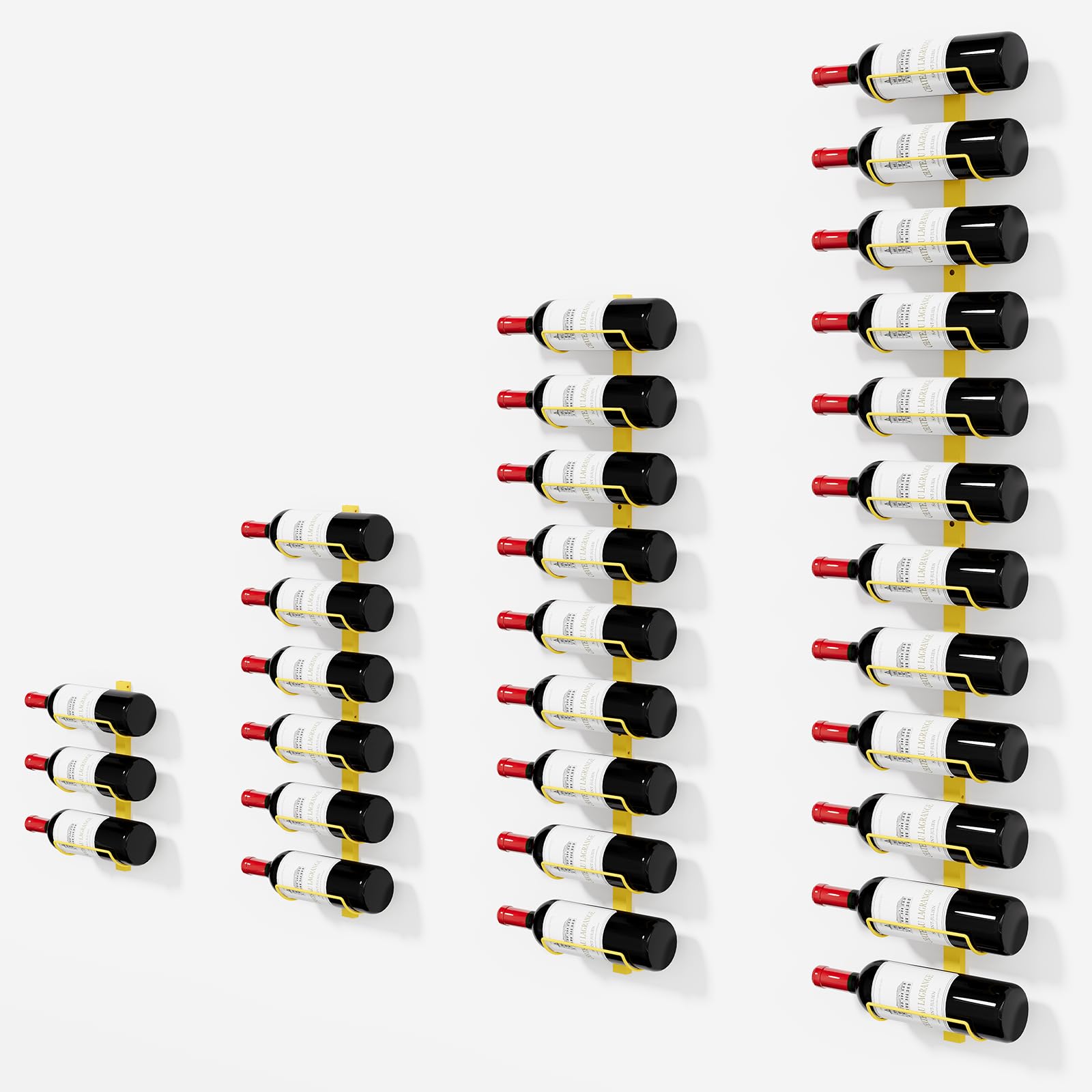 Photo 1 of 12 Bottle Wall Mount Wine Rack, DIY Detachable Wine Storage Organizer, Wall Wnie Display Wine Holder Wall Mounted Used As One or Four, for Kitchen, Pantry, Dining Room, Bar, Wine Cellar, Gold