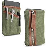 SP4 Waxed Canvas Compact EDC Pocket Organizer, Zippered Pocket Pouch for Men, Mini EDC Organizer for Change, Notebook, Tactical Pen, Flashlight