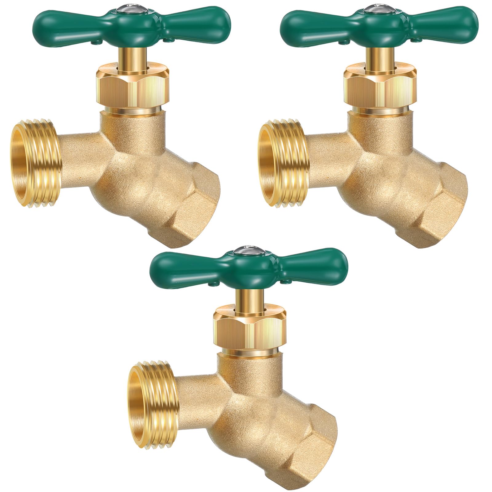 Photo 1 of Hicarer 3 PCS Hose Bibb 1/2" FIP X 3/4" MHT Male Threaded Connector, Outdoor Garden No-Kink Hose Bibb Spigot, Water Faucet for Gardens, Patios, Irrigation Applications