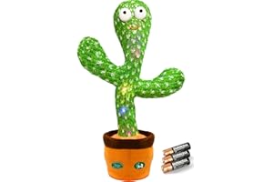 Hunfur Christmas Dancing Talking Cactus Toy Mimics Back, Cactus Baby Toy Singing Mimicking Repeating Recording, Silly Sunny The Cactus with 3xAA Battery (Volume Adjustment)