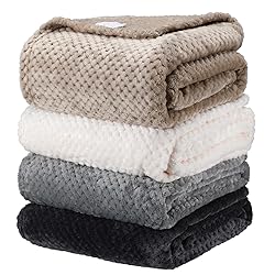Newwiee 4 Pcs Flanne Fleece Throw Blanket for Bed