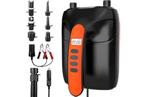 SUP Air Pump, Chefic 20PSI Electric Paddle Board Pump with LCD Screen and Auto-Off Function, 2 in 1 Dual Stage Electric Inflator/Deflator Sup Air Pump with 6 Nozzles for Stand-up Paddle Board