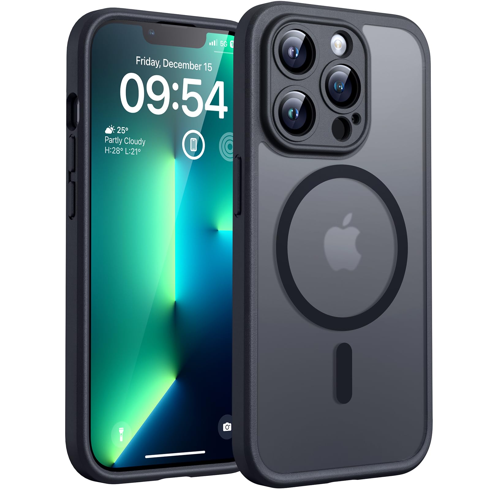 Photo 1 of TOCOL Magnetic for iPhone 13 Pro Case Upgraded Full Camera Protection Compatible with Magsafe Drop Protection Translucent Matte Back Bumper Phone Cover 6.1-Inch?Black?