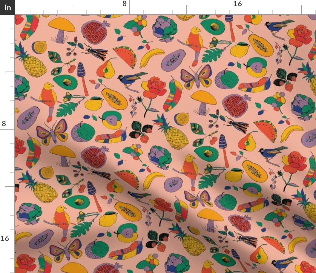 Spoonflower Fabric Fruits Mushrooms Insects Birds