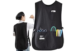 XDONEF Barber Smock Waterproof Hair Stylist Apron with 4 Pockets Hairdresser Apron Barber Vest Barber Jackets for Women Men Cosmetology Apron Stylist Smock Plus Size Black
