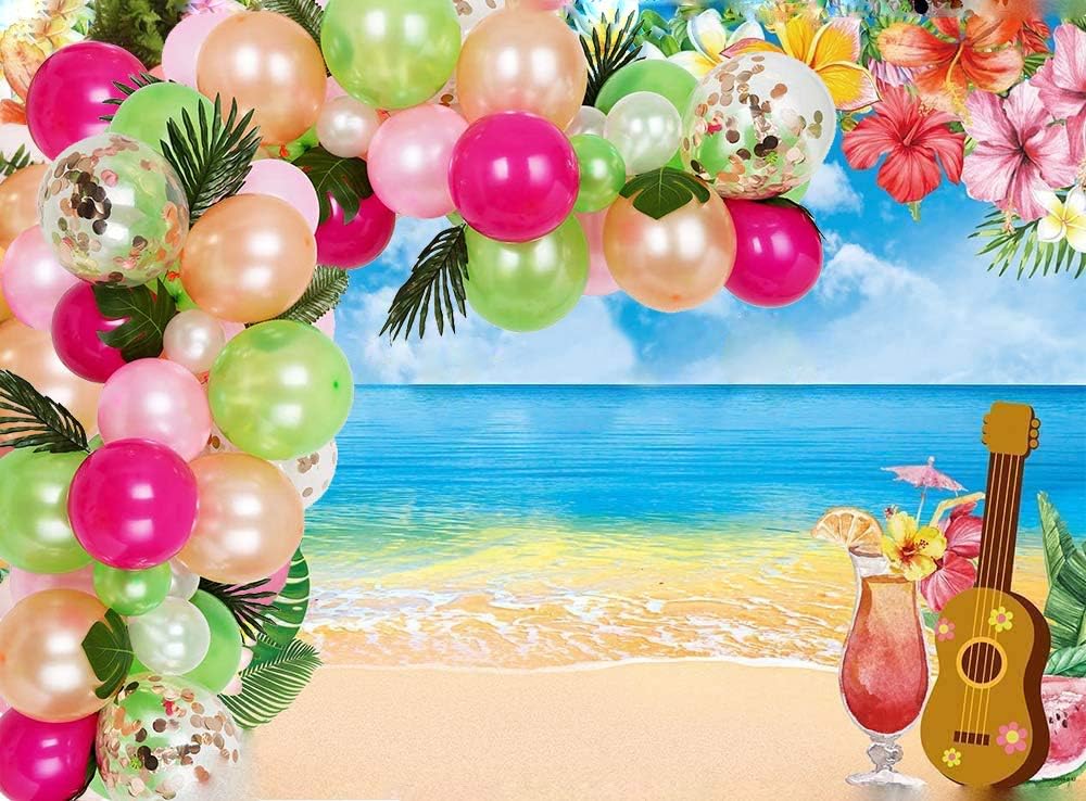 DUBEDAT Tropical Balloons Garland Kit DIY Balloon Arch Garland with Palm Leaves and Balloon Strip for Tropical Theme or Birthday Bride Party Decorations: Health & Personal Care