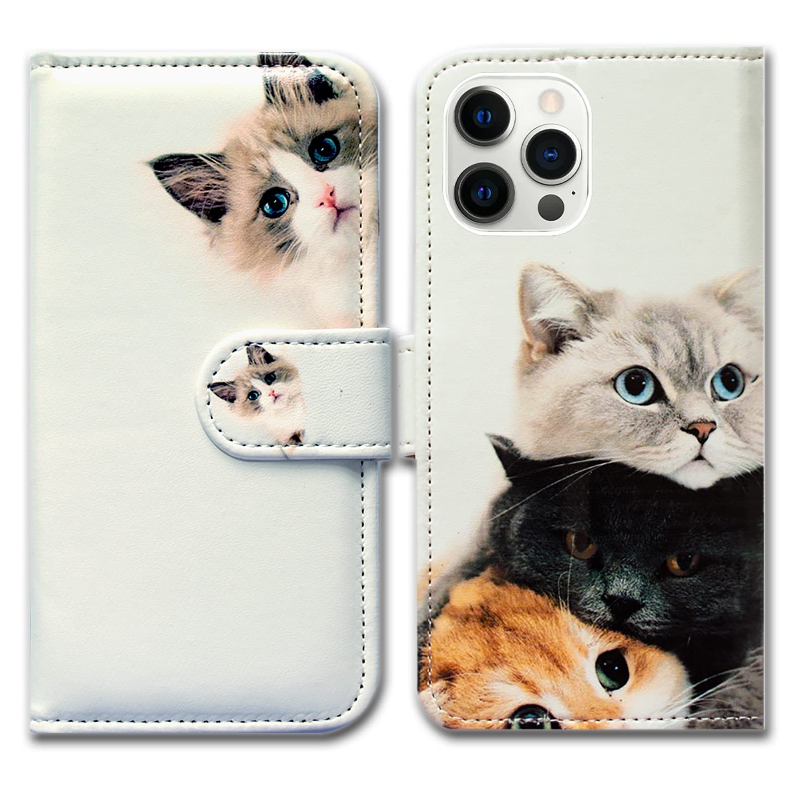Bcov iPhone 14 Pro Max Case, Cute Brown Cat Leather Flip Phone Case Wallet Cover with Card Slot Holder Kickstand For iPhone 14 Pro Max