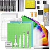 Ultimate Accessories and Supplies Bundle for Cricut Maker 4,3 and All Explore Air 5,4 with Adhesive Vinyl,Card Kit,Weeding Tools,All-in-1 Craft Starter Kit for Crafting Projects