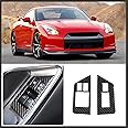 Car Window Switch Button Frame Cover Trim for Nissan GTR R35 2008-2016, Carbon Fiber Car Decoration Accessories (Carbon Fiber)