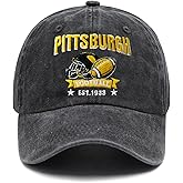 Embroidered City Football Hat, Adjustable Unisex Cotton Baseball Cap, Vintage Washed Cotton Denim Fan Cap for Men Women