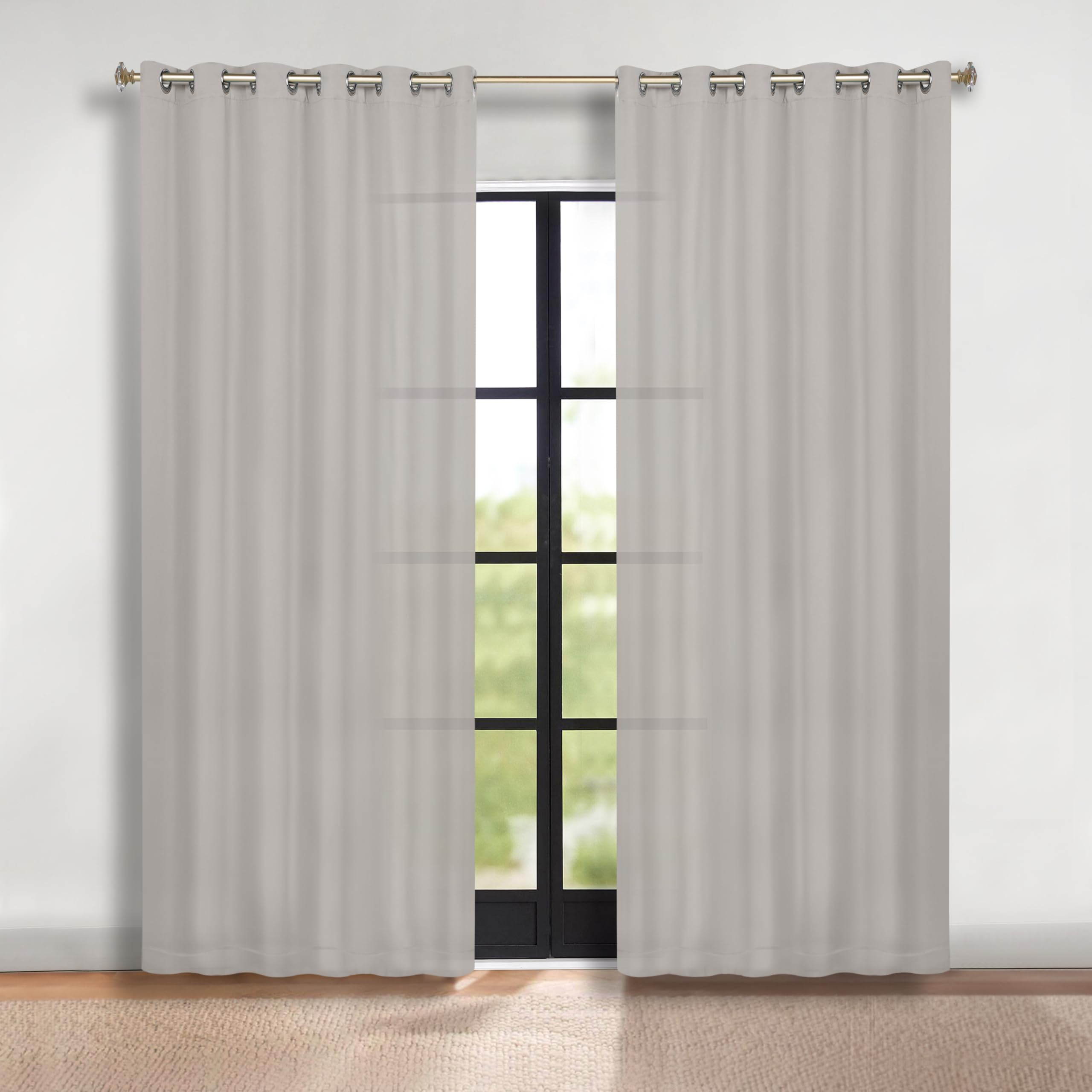 Superior Blackout Curtains, Room Darkening, Bedroom, Drapes, Kitchen, Living Room Window Accents, Sun Blocking, Thermal, 2 Pack, Solid Blackout Curtains, Set of 2, 70″ x 108″, Chrome