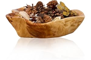 DeziWood Wooden Bowls for Decor, Natural Handmade Root Carved Decorative Farmhouse Wooden Fruit Bowls, Large Decoration Wood Bowl for Nut Key Jewelry Display (12"-14")